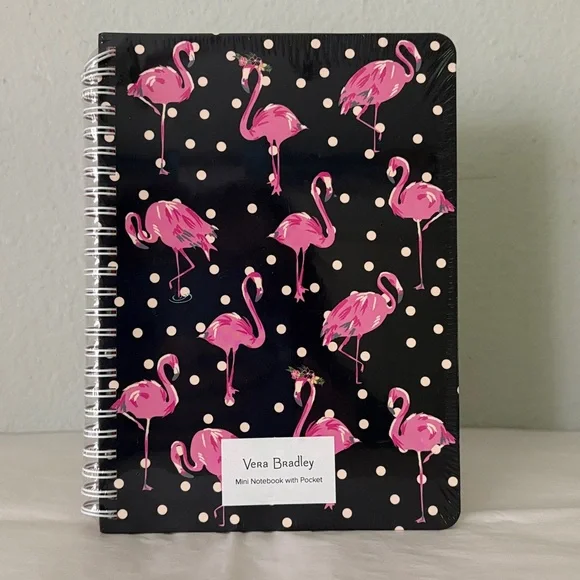 🦩Vera Bradley Pink Flamingo Spiral Notebook with pocket 🦩 NWT 🦩